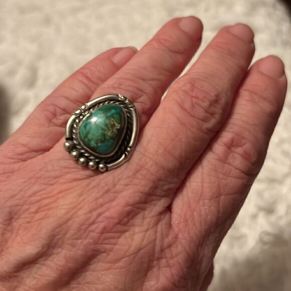 Vintage Navajo Turquoise Ring - Size 6.5 - Picture 6 of 7